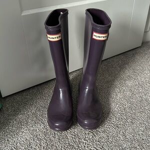 Kids Original Hunter Boots Eggplant Size UK 1 US 2 boys/3girls EU 33